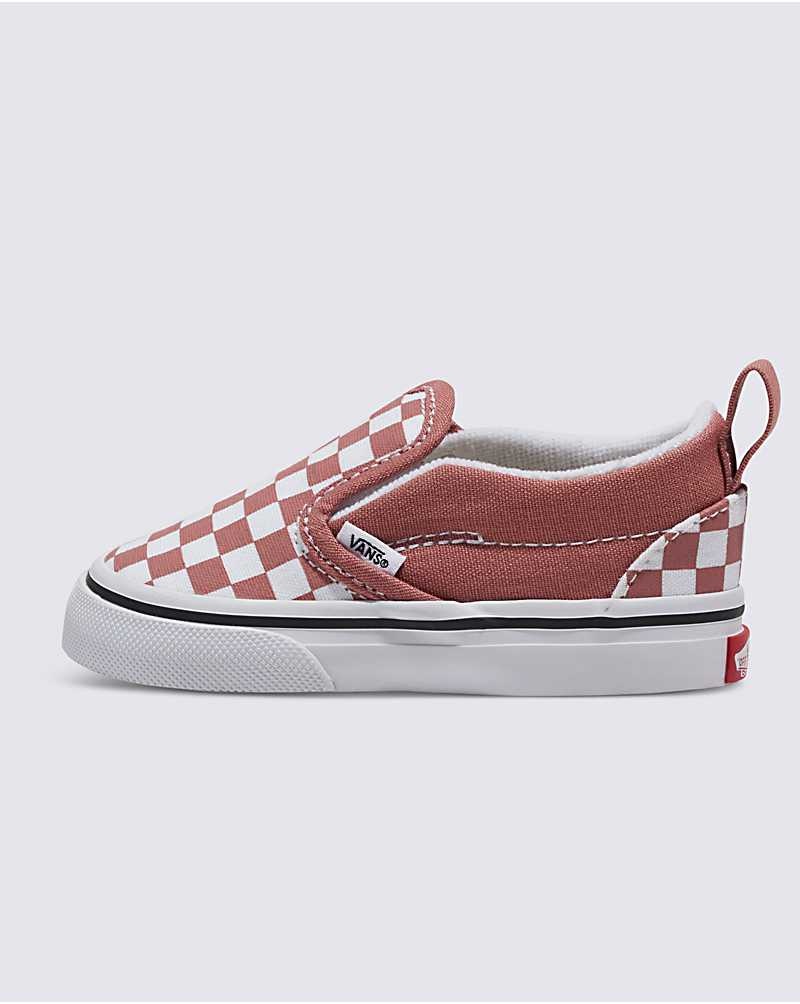 Vans Yürümeye Başlayan Classic Slip-On V Checkerboard Ayakkabı Çocuk Pembe | Türkiye LMX024318