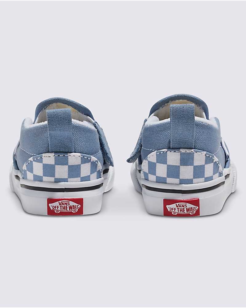 Vans Yürümeye Başlayan Classic Slip-On V Checkerboard Ayakkabı Çocuk Mavi | Türkiye QDO984753