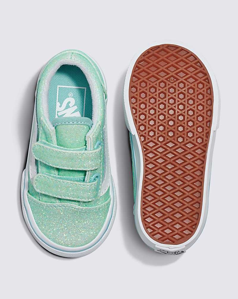 Vans Yürümeye Başlayan Old Skool V Glitter Ayakkabı Çocuk Turkuaz | Türkiye OKS913570