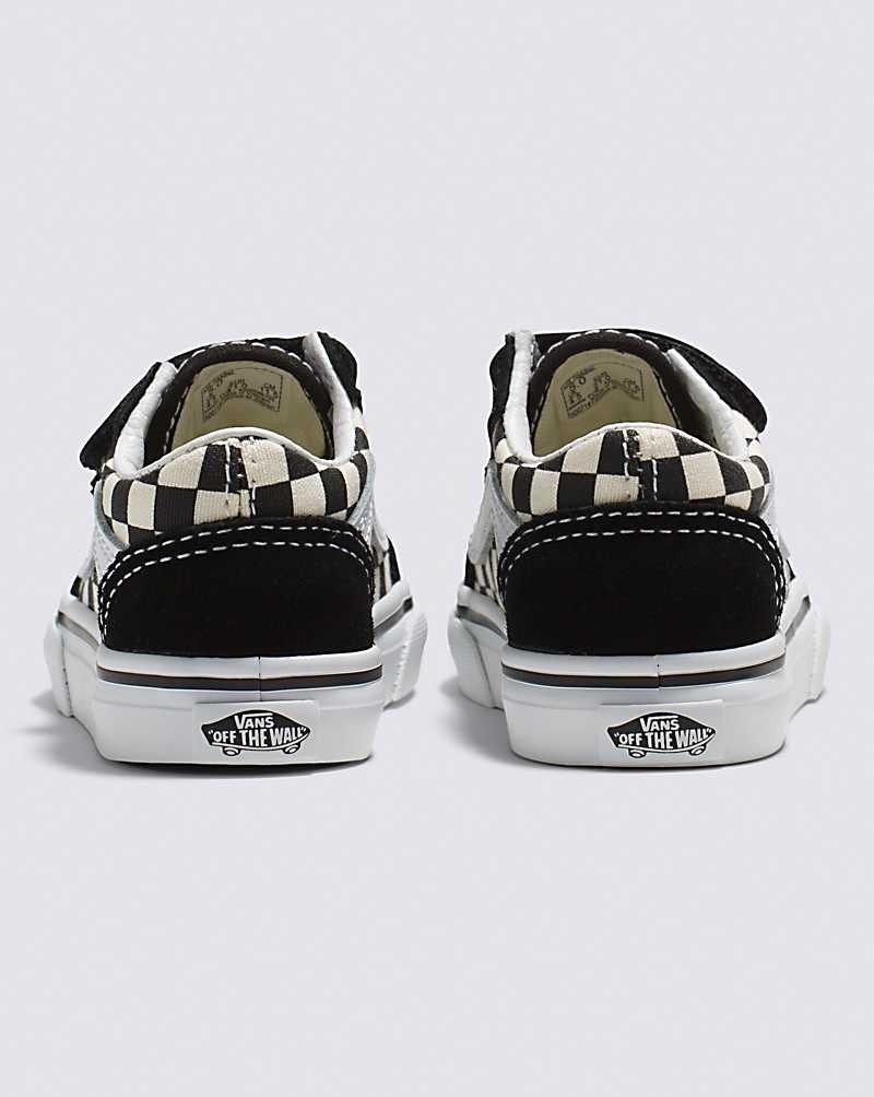 Vans Yürümeye Başlayan Old Skool V Primary Check Ayakkabı Çocuk Siyah Beyaz | Türkiye JXO013748