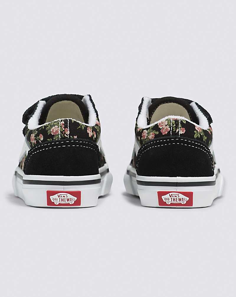 Vans Yürümeye Başlayan Old Skool V Wallflower Floral Ayakkabı Çocuk Siyah | Türkiye UMI062475