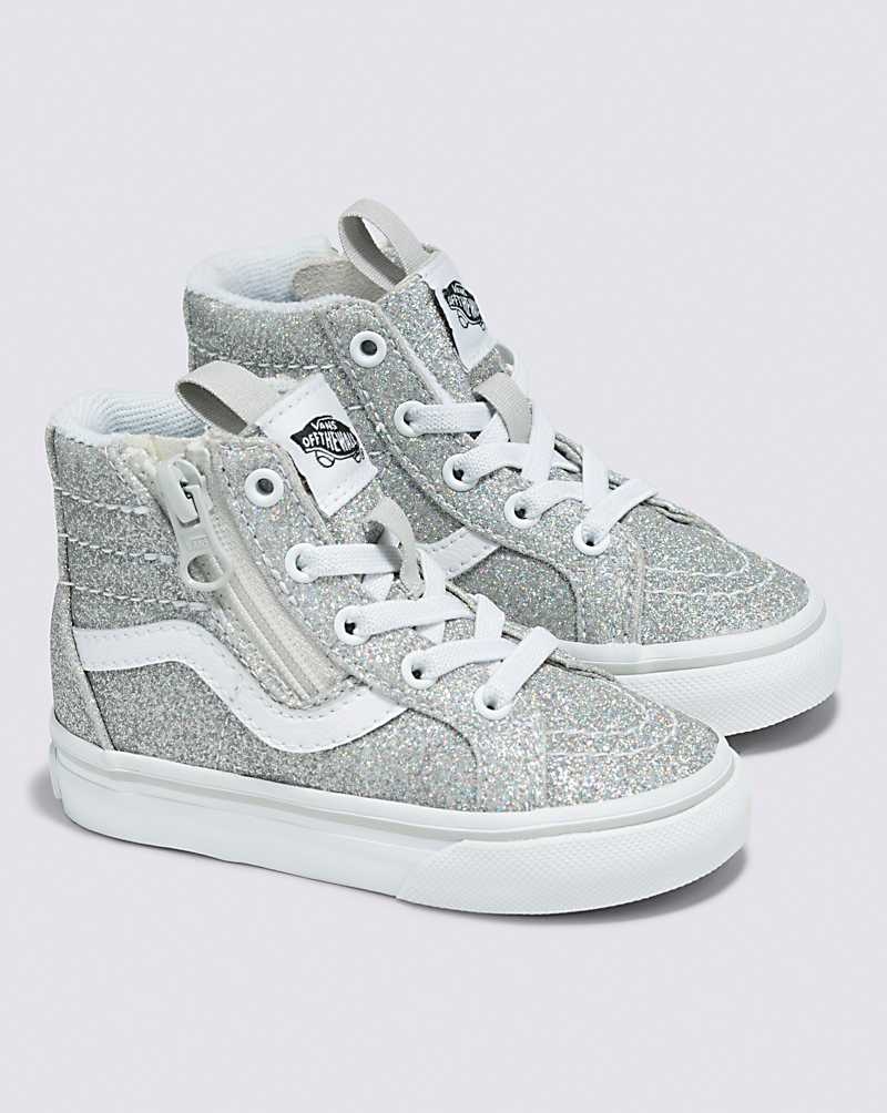 Vans Yürümeye Başlayan Sk8-Hi Reissue Side Zip Glitter Ayakkabı Çocuk Gümüş | Türkiye UNP523418