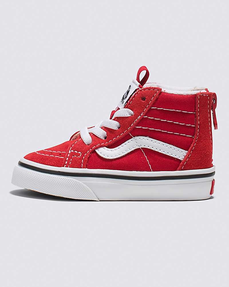 Vans Yürümeye Başlayan Sk8-Hi Zip Ayakkabı Çocuk Kırmızı Beyaz | Türkiye HMP432817