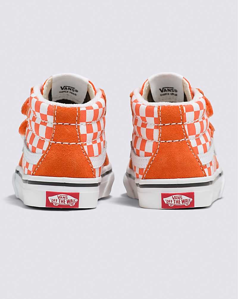 Vans Yürümeye Başlayan Sk8-Mid Reissue V Checkerboard Ayakkabı Çocuk Kırmızı Turuncu | Türkiye XSV016597