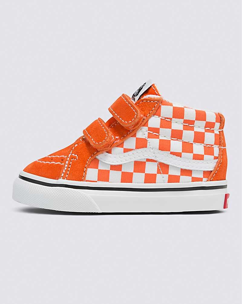 Vans Yürümeye Başlayan Sk8-Mid Reissue V Checkerboard Ayakkabı Çocuk Kırmızı Turuncu | Türkiye XSV016597