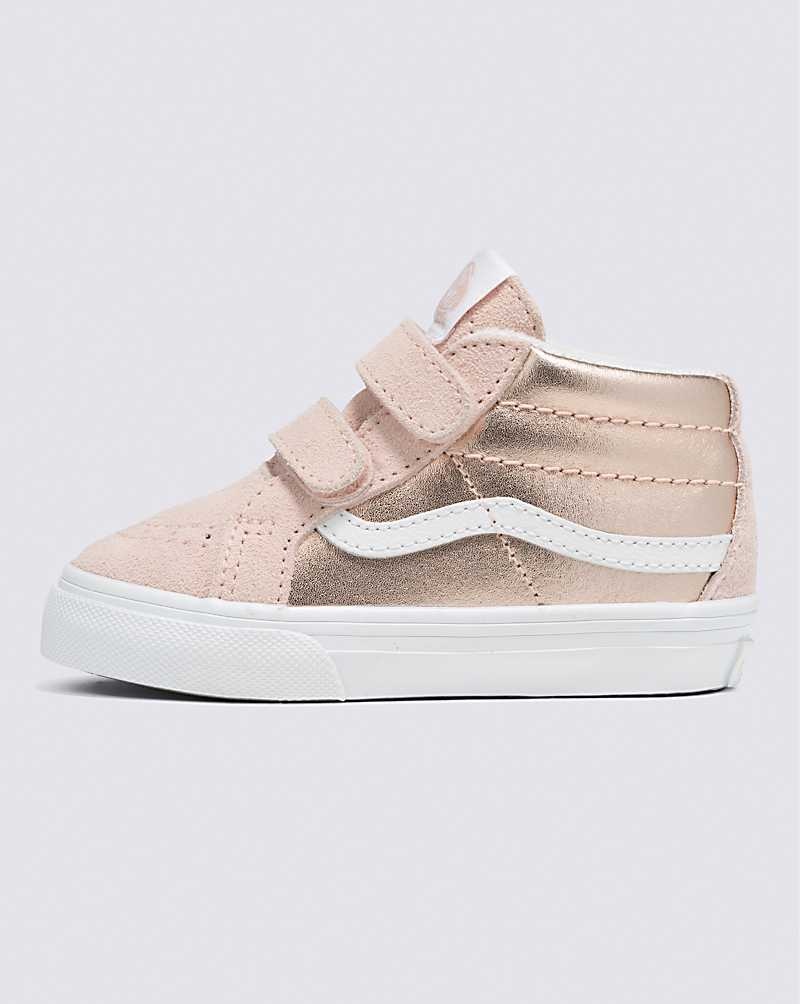 Vans Yürümeye Başlayan Sk8-Mid Reissue V Metallic Ayakkabı Çocuk Pembe Altın | Türkiye DIC073489