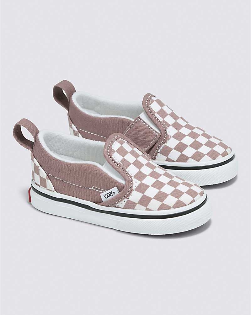 Vans Yürümeye Başlayan Slip-On V Checkerboard Ayakkabı Çocuk Pembe | Türkiye ODQ074218