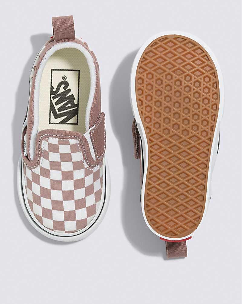 Vans Yürümeye Başlayan Slip-On V Checkerboard Ayakkabı Çocuk Pembe | Türkiye ODQ074218