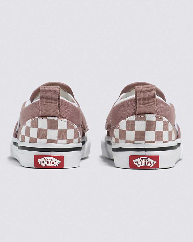 Vans Yürümeye Başlayan Slip-On V Checkerboard Ayakkabı Çocuk Pembe | Türkiye ODQ074218