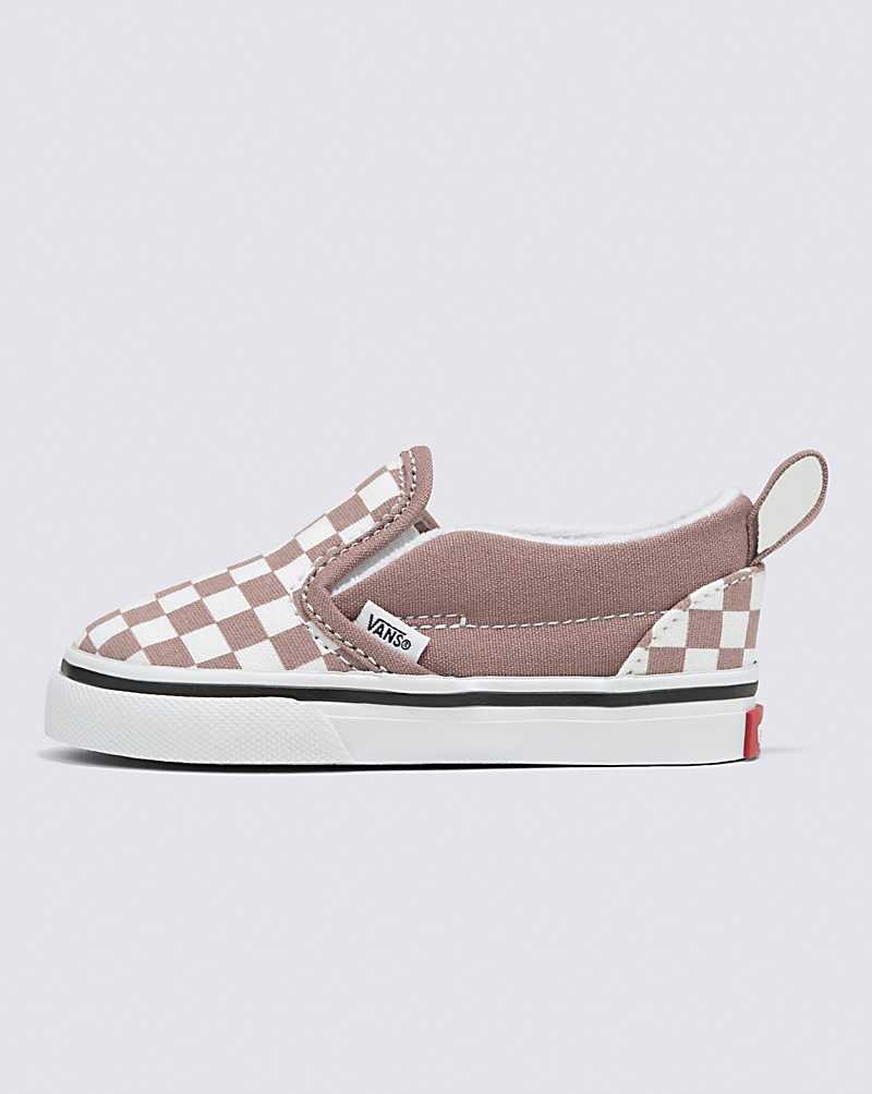 Vans Yürümeye Başlayan Slip-On V Checkerboard Ayakkabı Çocuk Pembe | Türkiye ODQ074218