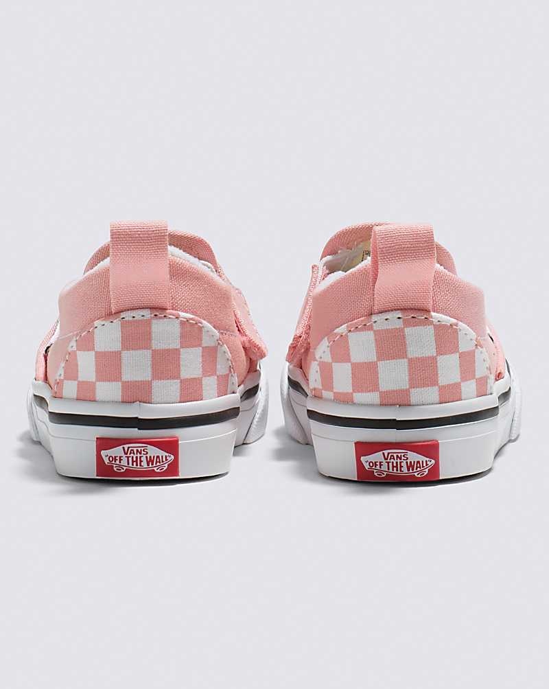 Vans Yürümeye Başlayan Slip-On V Checkerboard Ayakkabı Çocuk Pembe Beyaz | Türkiye JSK524167