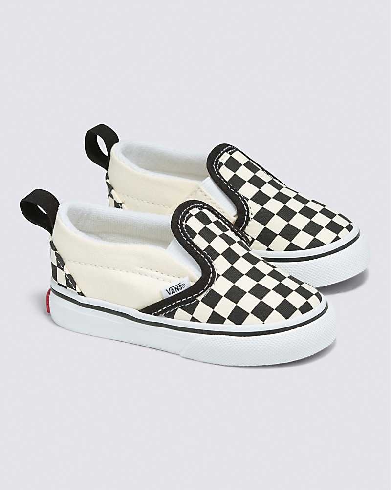 Vans Yürümeye Başlayan Slip-On V Checkerboard Ayakkabı Çocuk Siyah Beyaz | Türkiye GWB730951