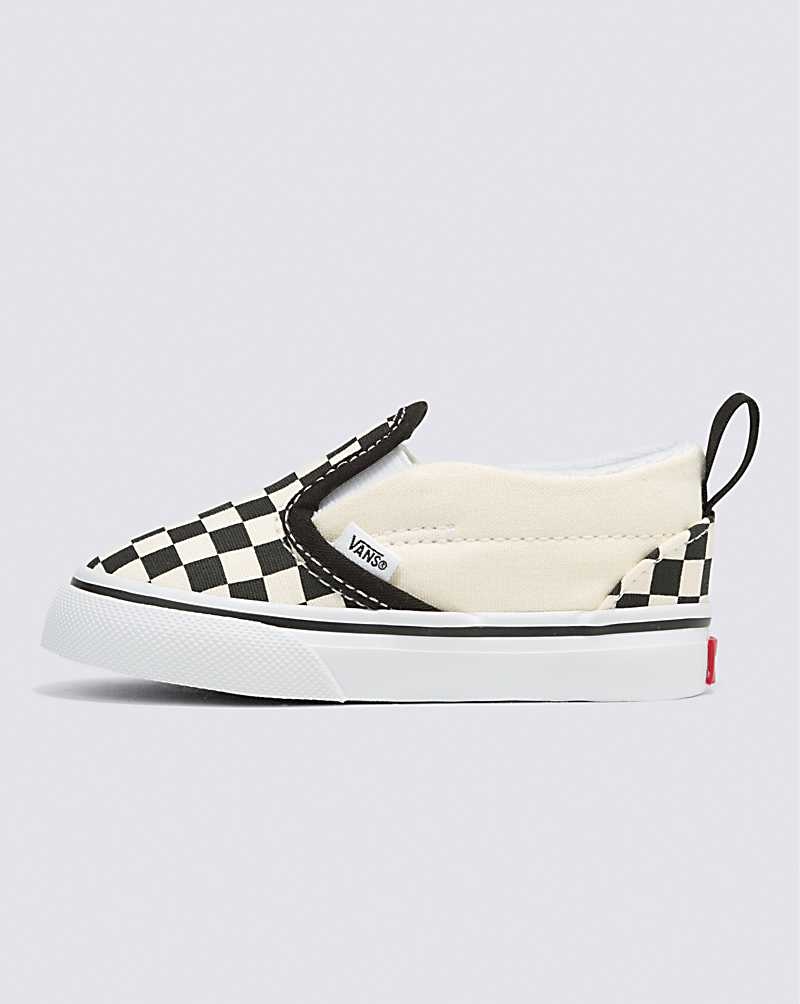 Vans Yürümeye Başlayan Slip-On V Checkerboard Ayakkabı Çocuk Siyah Beyaz | Türkiye GWB730951