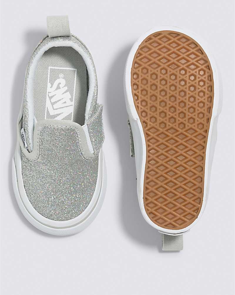 Vans Yürümeye Başlayan Slip-On V Glitter Ayakkabı Çocuk Gümüş | Türkiye WUA693184